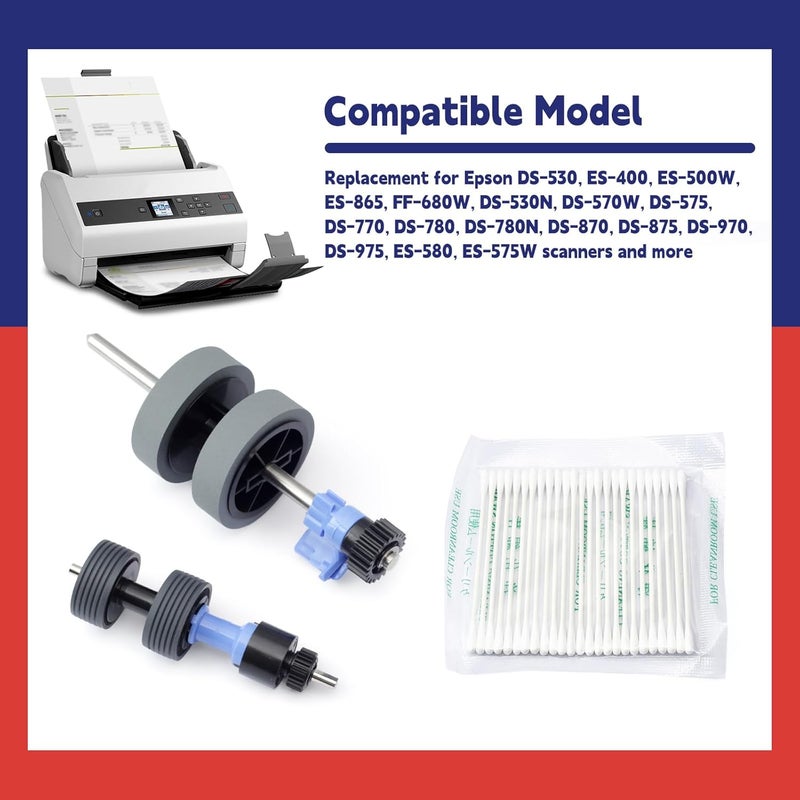 Dusledel B12B819031 Scanner Exchange Roller Kit Replacement for Epson DS-530 ES-400 ES-500W ES-865 FF-680W DS-570W DS-575 DS-770 DS-780 DS-870 DS-970 DS-975 Replace B12B819041 - Image 3